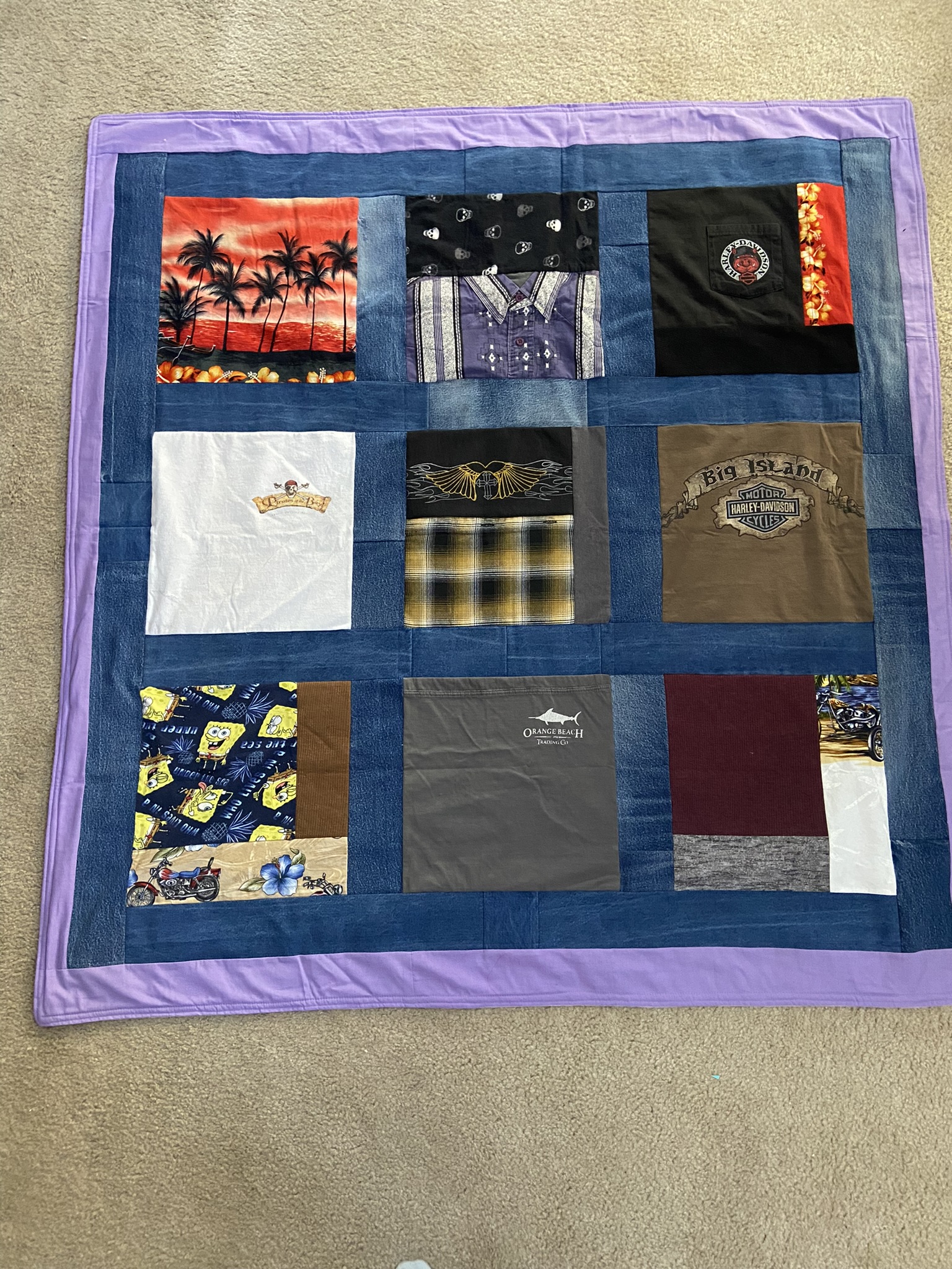 Purple quilt.